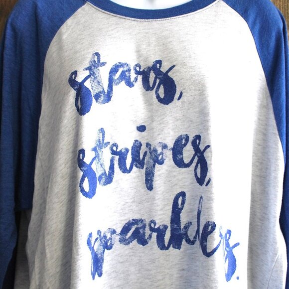 Next Level Plus Size 3/4 Sleeve Blue/Gray Tee Tshirt XXL - Picture 2 of 5